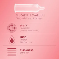 Durex Extra Thin Intense Strawberry Flavored Condoms For Men - 12s