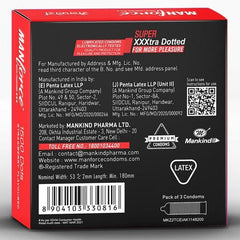 Manforce 1500 Dots Xotic Strawberry Flavour Condoms, 3 Count