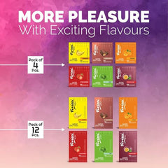 Long Lasting Condoms Ultra Thin & Super Dotted With Flavour - Pack Of (3 X 12s)|banana,mint,orange
