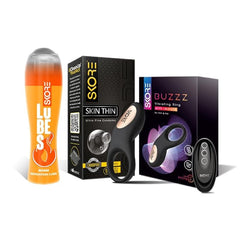 Skore Skin Thin Condoms 10s, Buzzz And Warm Lubes 50 Ml