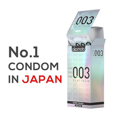 Okamoto Condom | Thinnest Premium Japanese Condoms 0.03 Mm Thin | 003 Platinum (Pack Of 1)