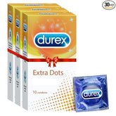 Durex Extra Dotted Condoms For Men - 10 Count (Pack Of 3)