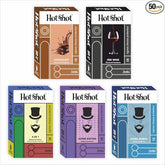 Hotshot Honeymoon 4in1 Extra Time, Ribbed, Dotted, Red Wine, Chocolate Flavor Condoms, 50 Count