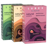 Lubex 6 In 1 Extra Time Condoms - Long Lasting With Disposable Bags - 36 Condom (Pack Of 3)