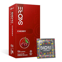 Skore Fruit Basket Condoms Combo Flavored - Orange, Banana, Cherry & Strawberry 10 Pieces, Pack 4