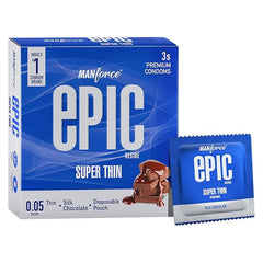 Manforce Epic Desire Super Thin Premium For Men Silk Chocolate Flavour Condom 3 Sheets X Pack Of 6