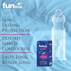 Fun Time Climax Control Condoms | Dotted, Long-lasting Pleasure | Pack Of 3 (10 Counts Each)