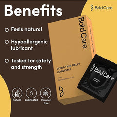 Bold Care Ultra Thin Delay Condoms + 404 Super Thin Strawberry and Chocolate Flavored Condoms - Combo Pack - 30 Pcs