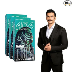 Bold Care 404 Super Nano Thin Condoms For Men - 50 Microns - Intense Fit - 10 Units (Pack Of 3)