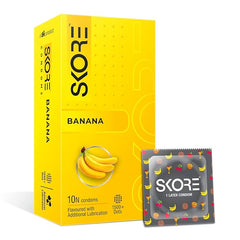 Skore Fruit Basket Condoms Combo Flavored - Orange, Banana, Cherry & Strawberry 10 Pieces, Pack 4