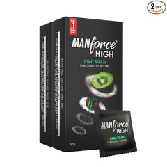 Manforce High Kiwi Paan Flavoured Condoms For Men| 10 Count| Ultra Thin Condoms X Pack Of 2