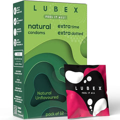 Lubex 6 In 1 Extra Time Condoms - Long Lasting - Ultra Thin & Extra Dotted - 12 Condom (Pack Of 1)