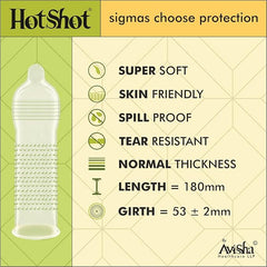 Hot Shot 3in1 Ribbed, Contoured, Dotted Condom For Men - 10 Count