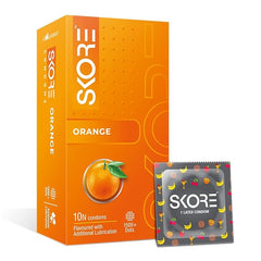 Skore Fruit Basket Condoms Combo Flavored - Orange, Banana, Cherry & Strawberry 10 Pieces, Pack 4