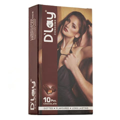 D'lay Dotted Real Feel For Men Ultra Soft, Long Lasted, Lubricated Chocolate Condoms 10 (Pack Of 1)