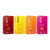 Skore Fruit Basket Condoms Combo Flavored - Orange, Banana, Cherry & Strawberry 10 Pieces, Pack 4