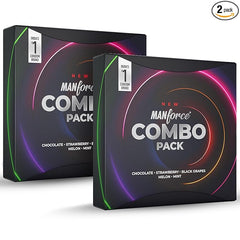 Manforce Combo, Lubricated Flavoured Condoms For Men | 40 Pcs Chocolate, Strawberry, Melon & Mint