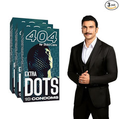 Bold Care 404 Extra Dots Condoms For Men - Elevate Pleasure With Every Touch - 30 (Pack Of 3)