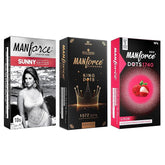 Manforce Combo Condoms For Men (Sunny Edition, Litchi, King Dot Extra Dotted) - Pack Of 30