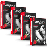 Manforce Xotic Strawberry Flavoured Condoms For Men 40 Pcs Extra Dotted & Lubricated Latex Condoms