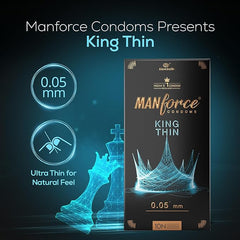 Manforce King Thin Ultra-thin Unflavoured Condoms, 10 Pieces X Pack Of 5