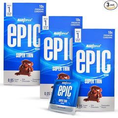 Manforce Epic Desire | Ultra Thin Condom For Enhanced Pleasure | Silk Chocolate Flavour | 30 Pcs