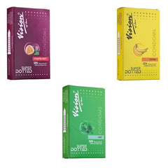 Long Lasting Condoms Ultra Thin & Super Dotted With - Pack Of (3 X 12s)|passion Fruit,banana,mint