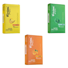 Long Lasting Condoms Ultra Thin & Super Dotted With Flavour - Pack Of (3 X 12s)|banana,mint,orange