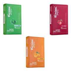 Long Lasting Condoms Ultra Thin & Super Dotted With - Pack Of 3 X 12|mint,strawberry,orange