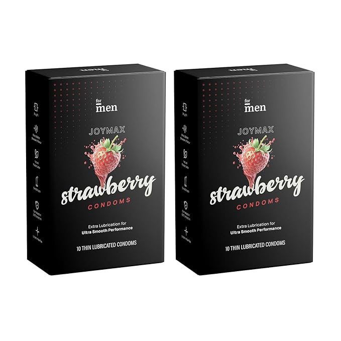 Formen Joymax Strawberry & Lubricated Condoms For Men With Disposable Pouches (Pack Of 2)