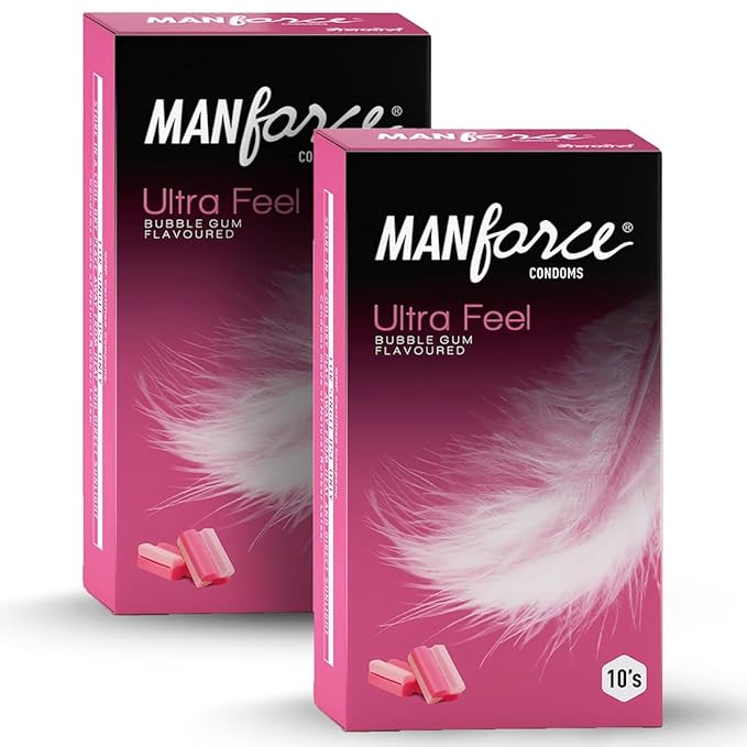 Manforce Ultra Feel Bubblegum Flavoured Condoms For Men | 20 Pcs | Ultra Thin India’s No. 1 Condom