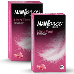 Manforce Ultra Feel Bubblegum Flavoured Condoms For Men | 20 Pcs | Ultra Thin India’s No. 1 Condom
