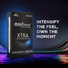 Manforce Xtra Pleasure Xtra Dotted Climax Delay Condoms, Unflavoured, 10 Pcs (Pack Of 12)