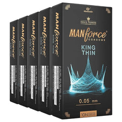 Manforce King Thin Ultra-thin Unflavoured Condoms, 10 Pieces X Pack Of 5