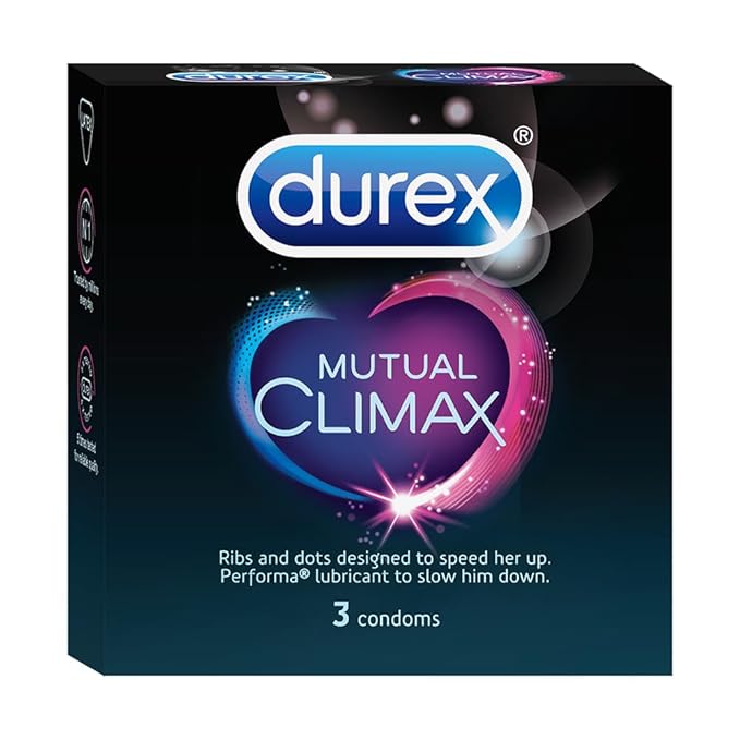 Durex Mutual Climax Condoms For Men & Women - 3 Count |extra Dotted And Ribbed For Pleasure