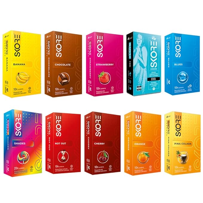 Skore Unique Pack Condoms - 10 Count (Pack Of 10)