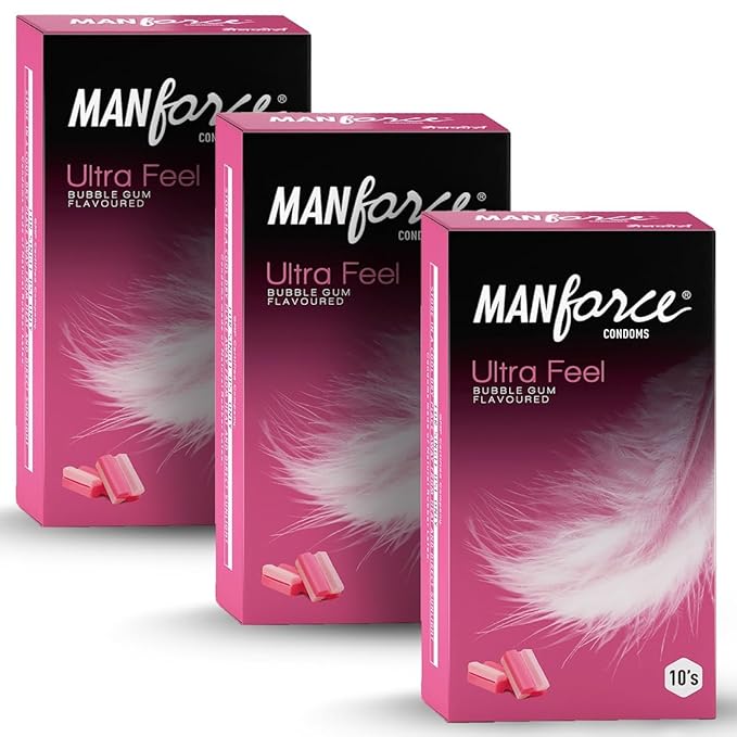Manforce Ultra Feel Bubblegum Flavoured Condoms For Men|30 Pcs | Ultra Thin| India’s No. 1* Condom