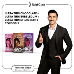 Bold Care 404 Super Ultra Thin Chocolate Flavored Strawberry Flavored Condoms - Combo Pack - 30 Pcs