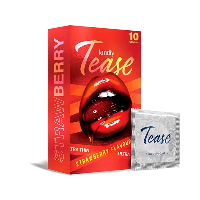 Kindly Tease Ultra Thin Strawberry Condoms For Men, Pack Of 10 -extra Sensitive