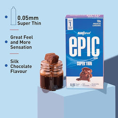 Manforce Epic Desire Super Thin Premium Condoms For Men, Chocolate Flavour (10 Counts) X Pack Of 6
