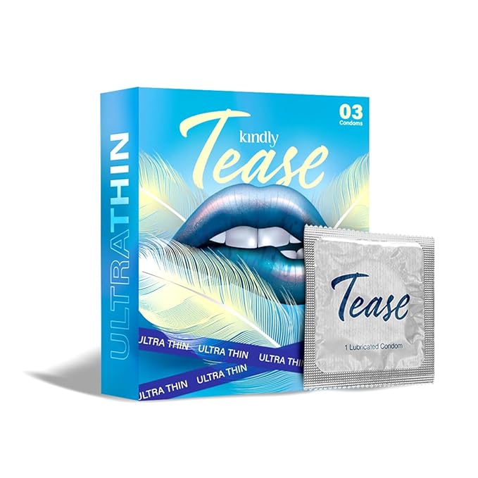 Kindly Tease Ultra Thin Condoms For Men, Pack Of 3 - Extra Sensitive,0.05 Mm Thin For Skin Like