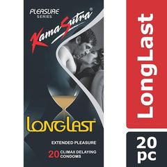 Kamasutra Longlast Condom For Men | Dotted | Combo Pack Of 20