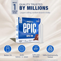 Manforce Epic Desire Super Thin For Men Silk Chocolate Flavour Condom (3 Sheets) X Pack Of 2