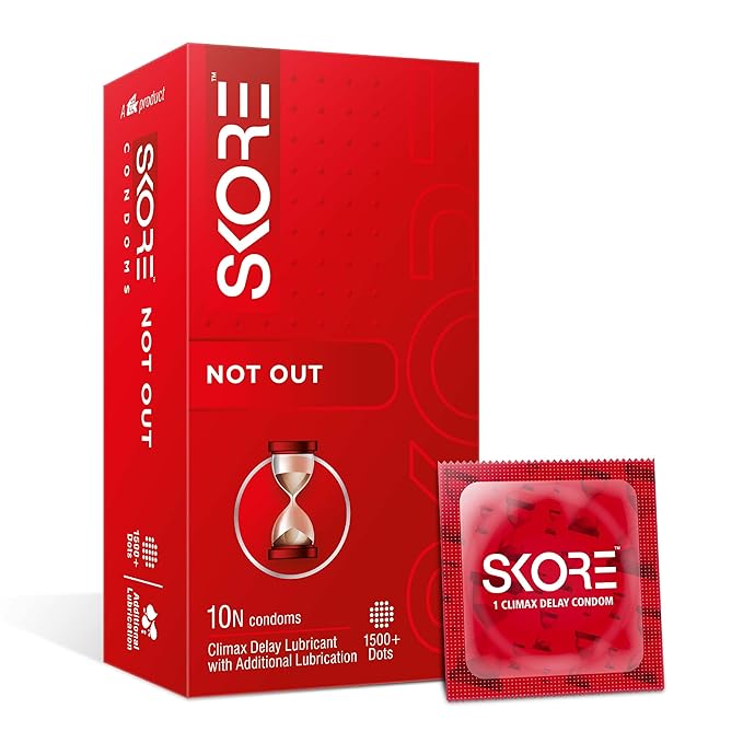 Skore Not Out Dotted Condoms 10's (Pack Of 1)