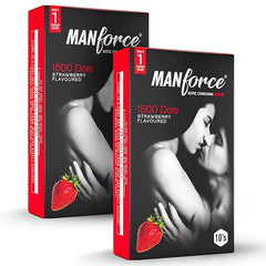 Manforce Xotic Strawberry Flavoured Condoms For Men 20 Pcs Extra Dotted & Lubricated Latex Condoms