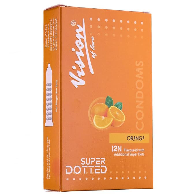 Super Dotted Real Feel For Men | Ultra Soft | Orange Flavour Condoms - 12 (Pack Of 1)