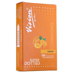 Super Dotted Real Feel For Men | Ultra Soft | Orange Flavour Condoms - 12 (Pack Of 1)