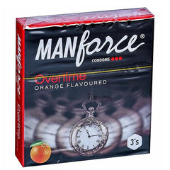 Manforce Overtime 3 In 1 Orange Flavoured Condoms, 3 Count