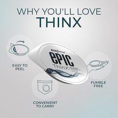 Manforce Epic Thinx Ultra Thin Condoms For Men - 10 Count| 0.03mm| Vegan| No Harsh Chemicals