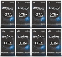 Manforce Xtra Pleasure Xtra Dotted Climax Delay Condoms, Unflavoured, 10 Pcs (Pack Of 8)
